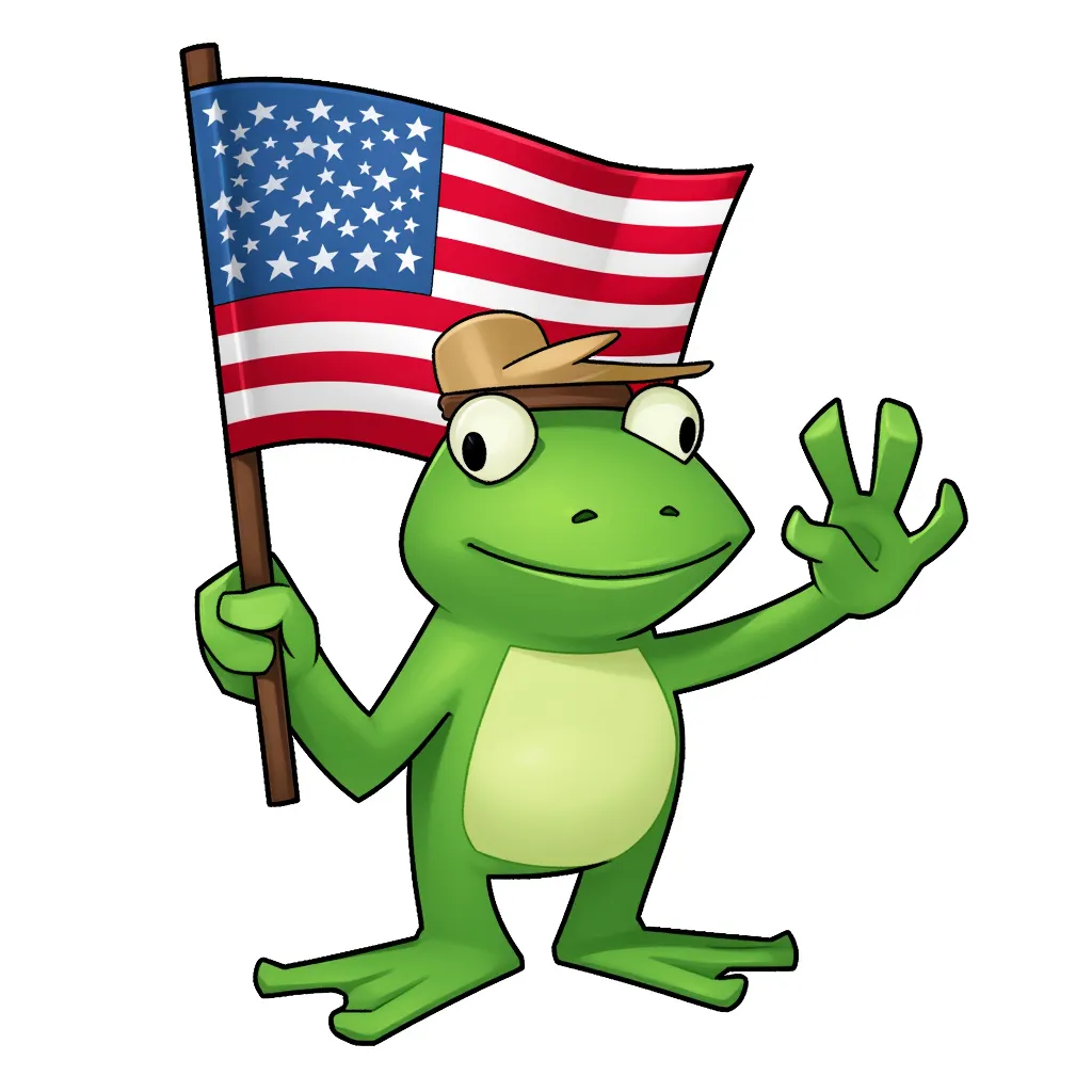 Pepe the frog waving the american flag