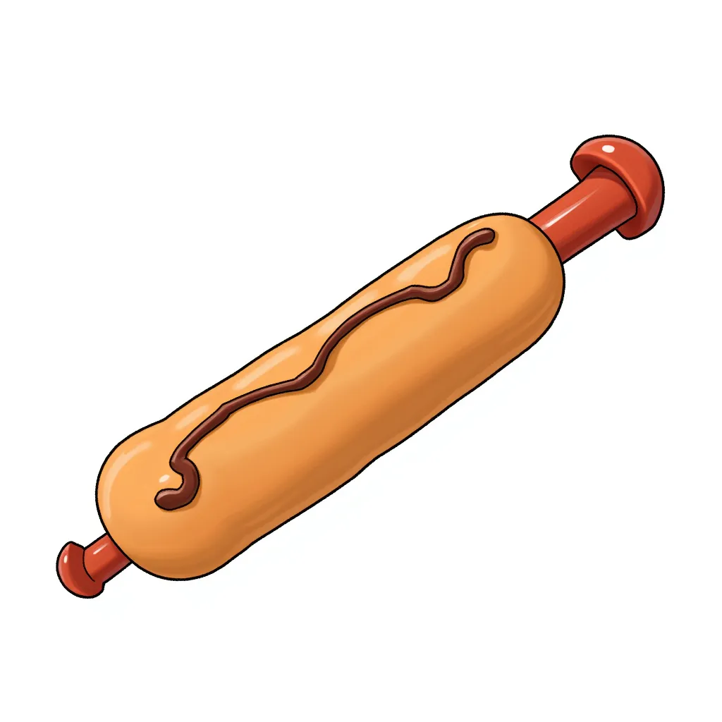 Something that looks suspiciously like a hot dog missed with a male appendage with a bulbous mushroom tip