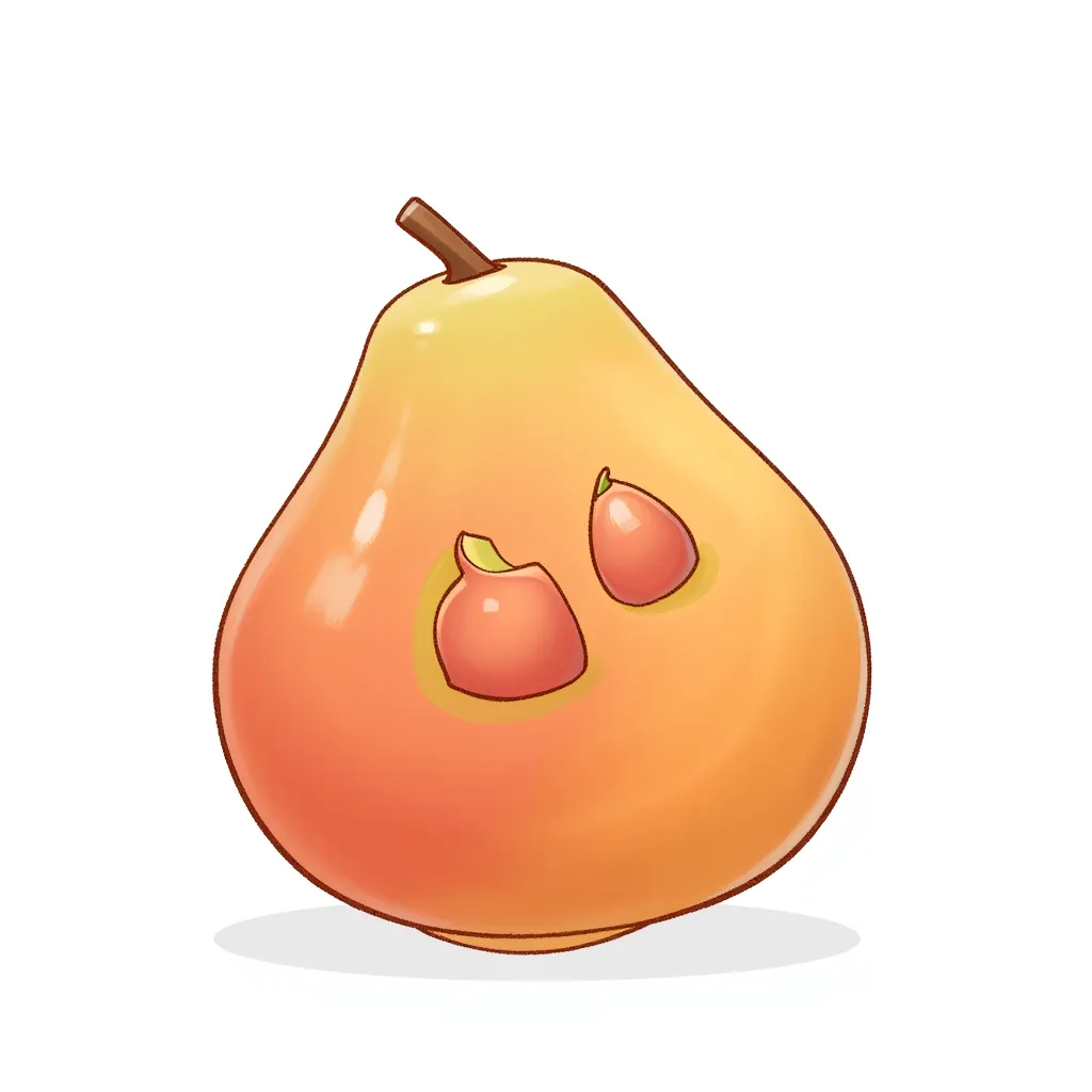 a peach colored avocado with two pits