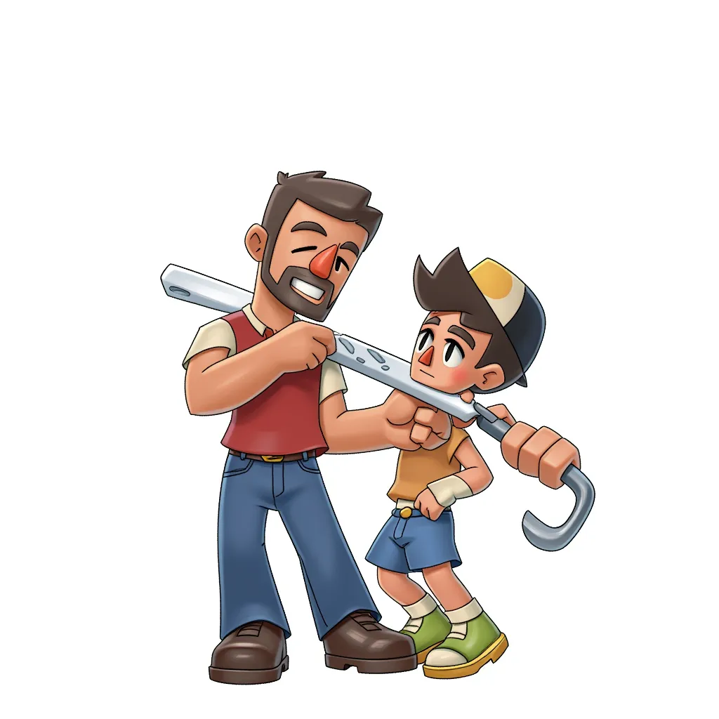 palestinian stabbing a child in the style of AIBG, white background