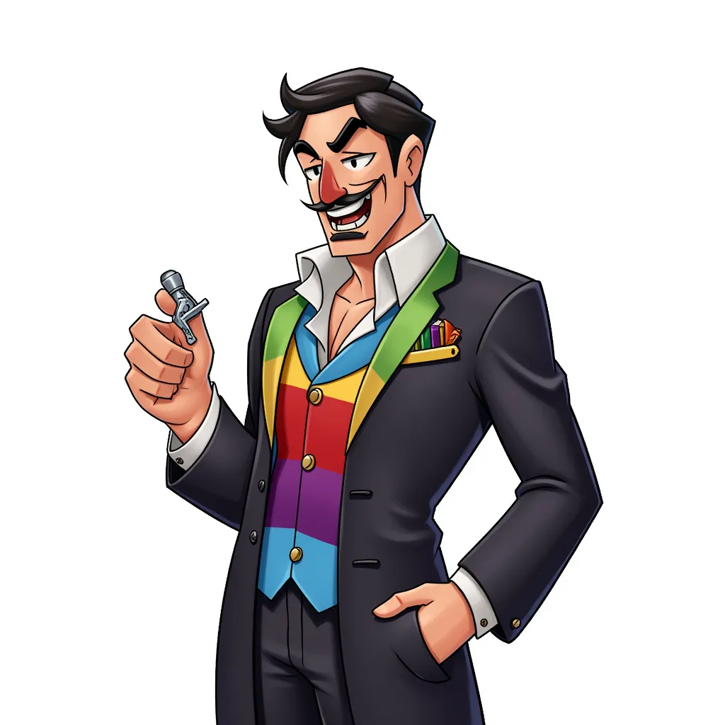 gay hitler in the style of AIBG, white background