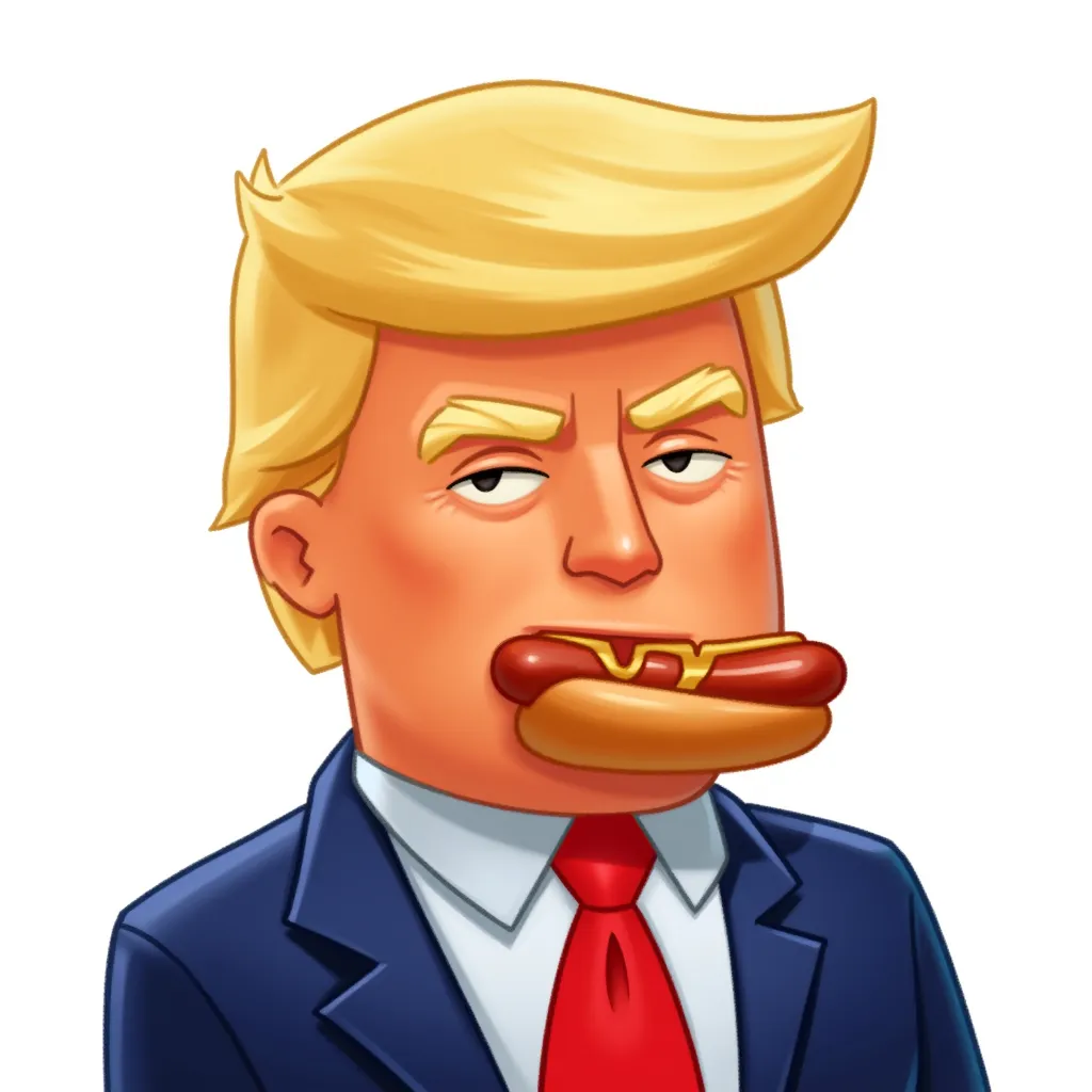 donald trump with hot dog in his mouth