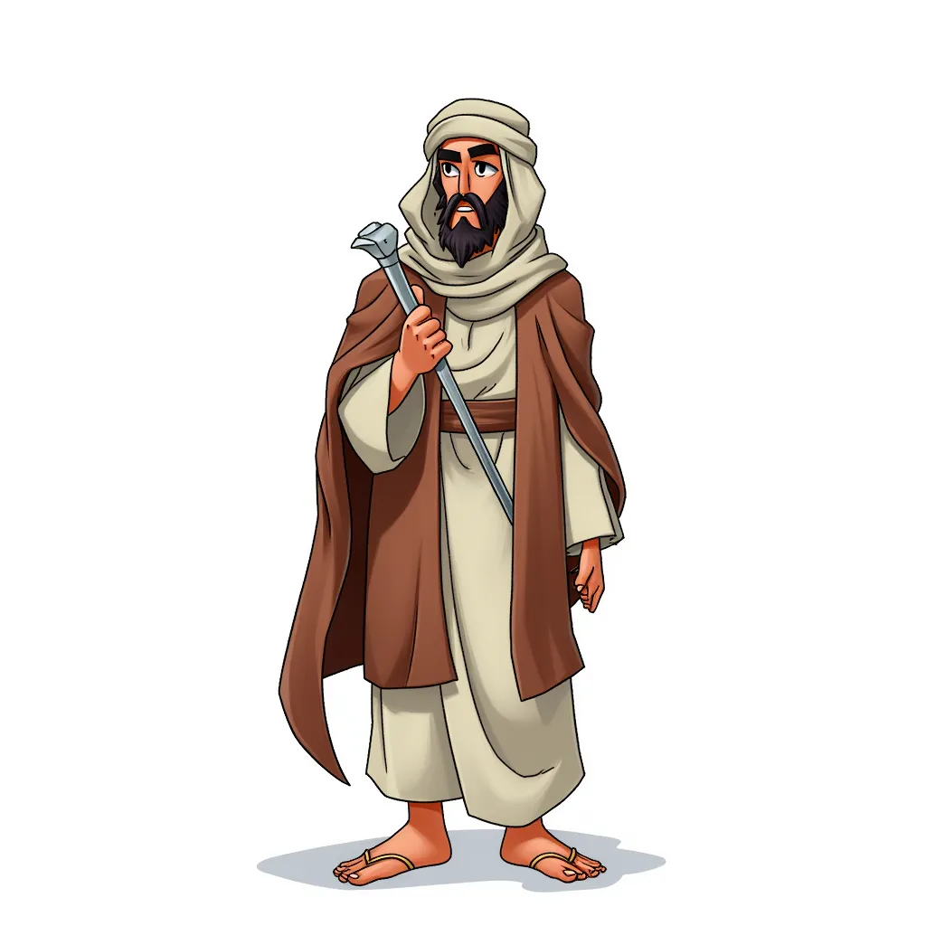 the prophet muhammad in the style of AIBG, white background