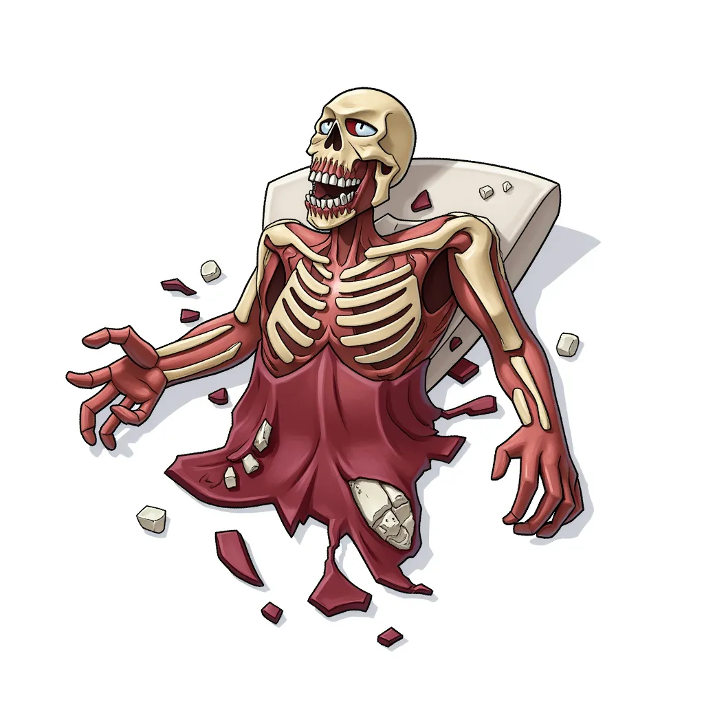 a corpse that is rotting in the style of AIBG, white background