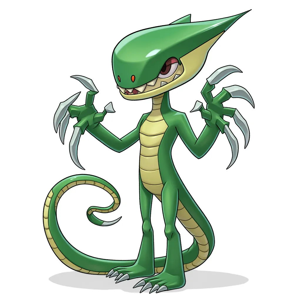 He's a slythering alien without eyes, and holding 2 super sharp claws instead of arms.