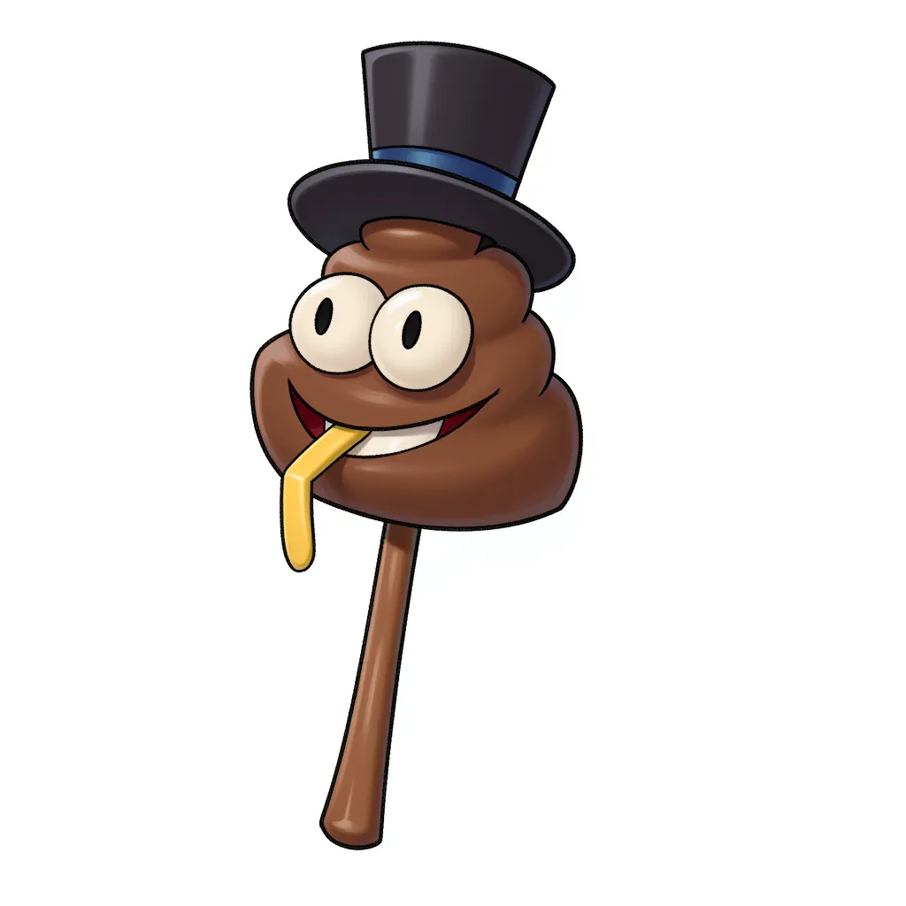 a poop on a stick with a top hat