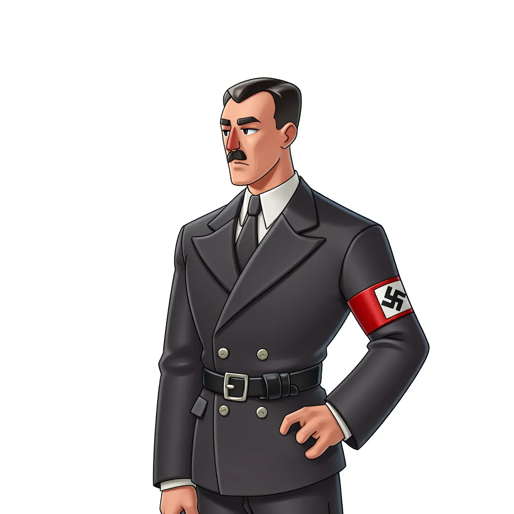 hitler, nazi swastika in the style of AIBG, white background