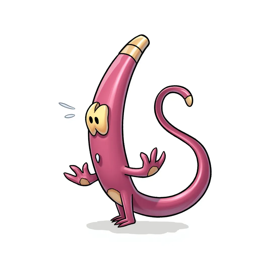 A penis shaped creature in the style of AIBG, white background