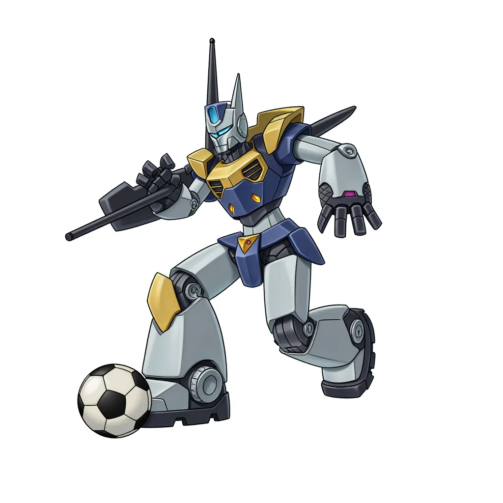 It's 2070, and XYZ950 is the best soccer playing mech that exists, the only thing longer than his antennas is his soccer career.