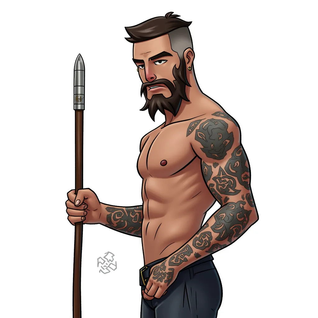 A naked man with Nazi tattoos