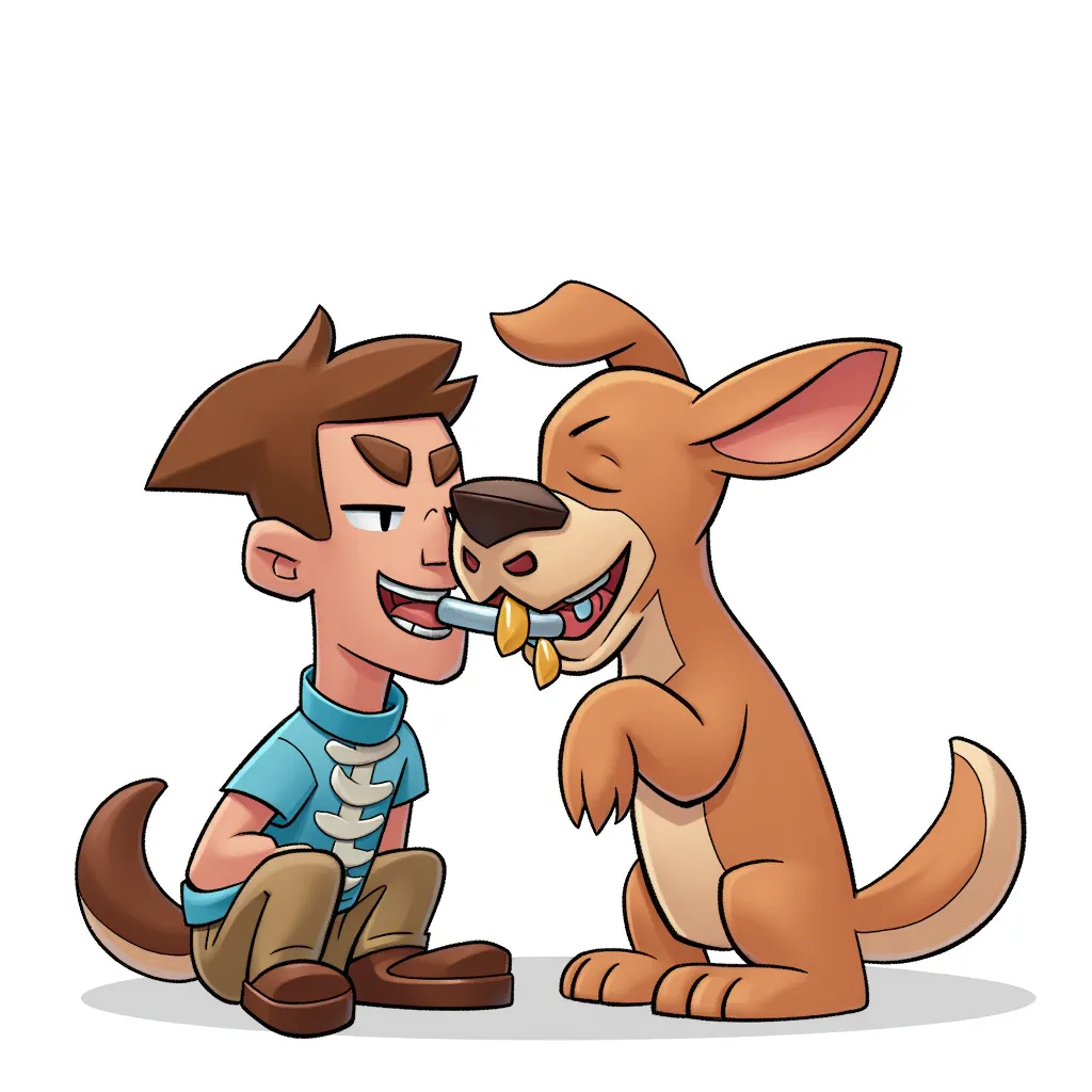 dog sucking a man's dick, oral, blowjob