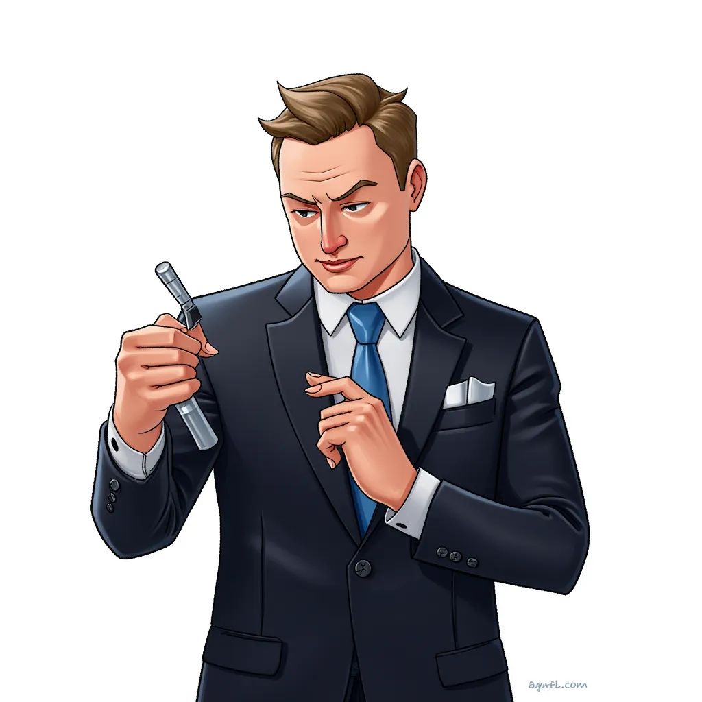 elon musk giving putin a handjob in the style of AIBG, white background