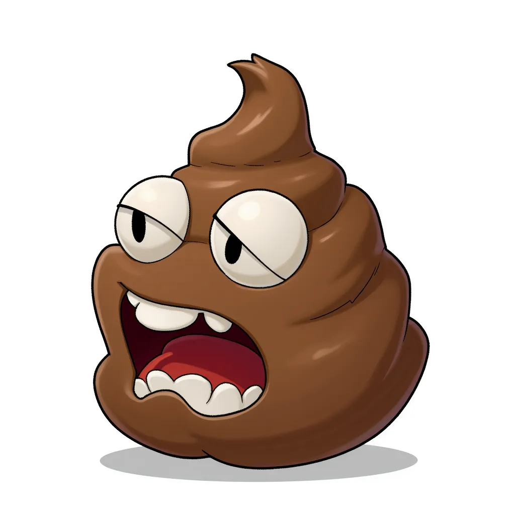 a giant ball of poo that is also a redneck in the style of AIBG, white background