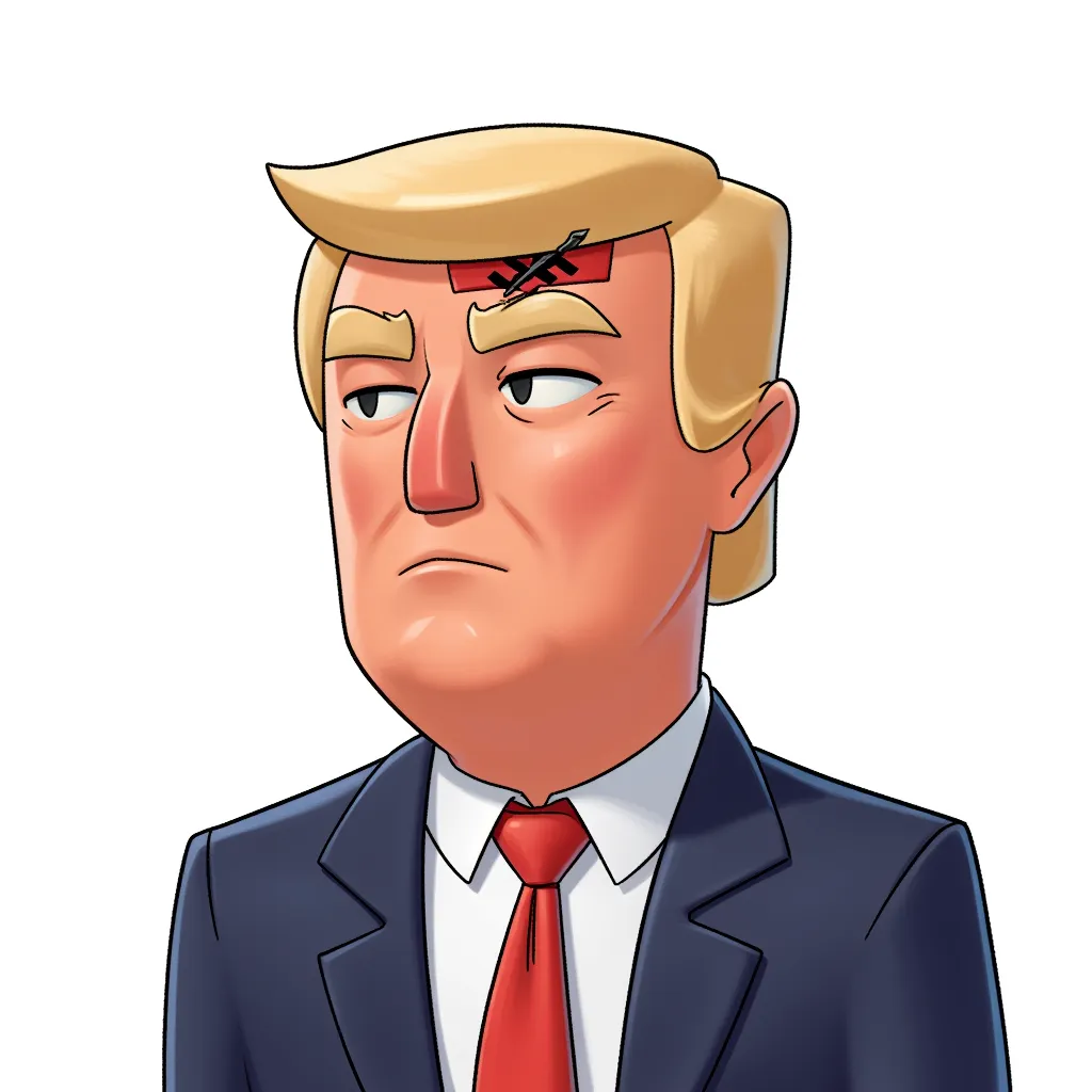 Donald Trump with Nazi tag on forehead