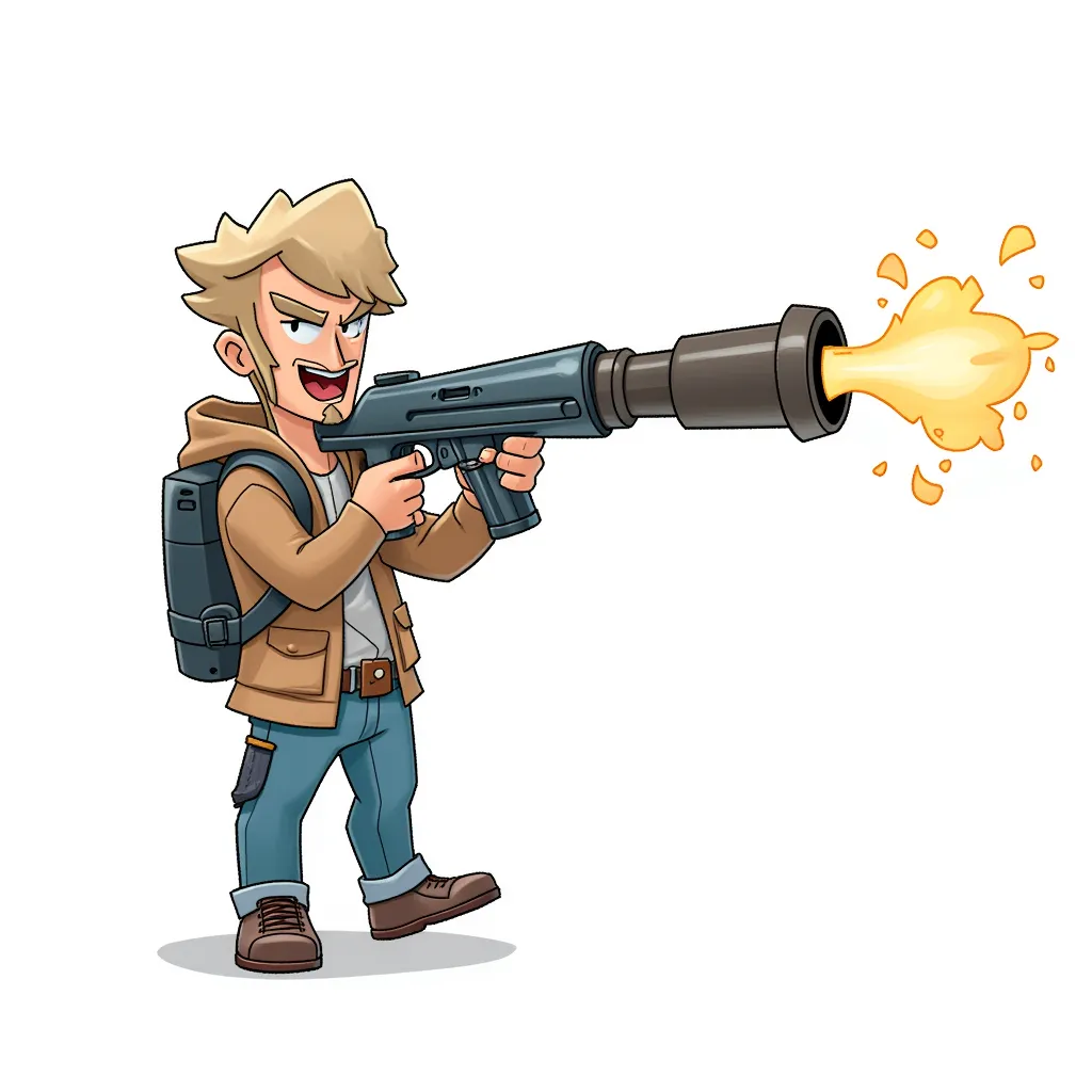 a bazooka with a human coming out of it