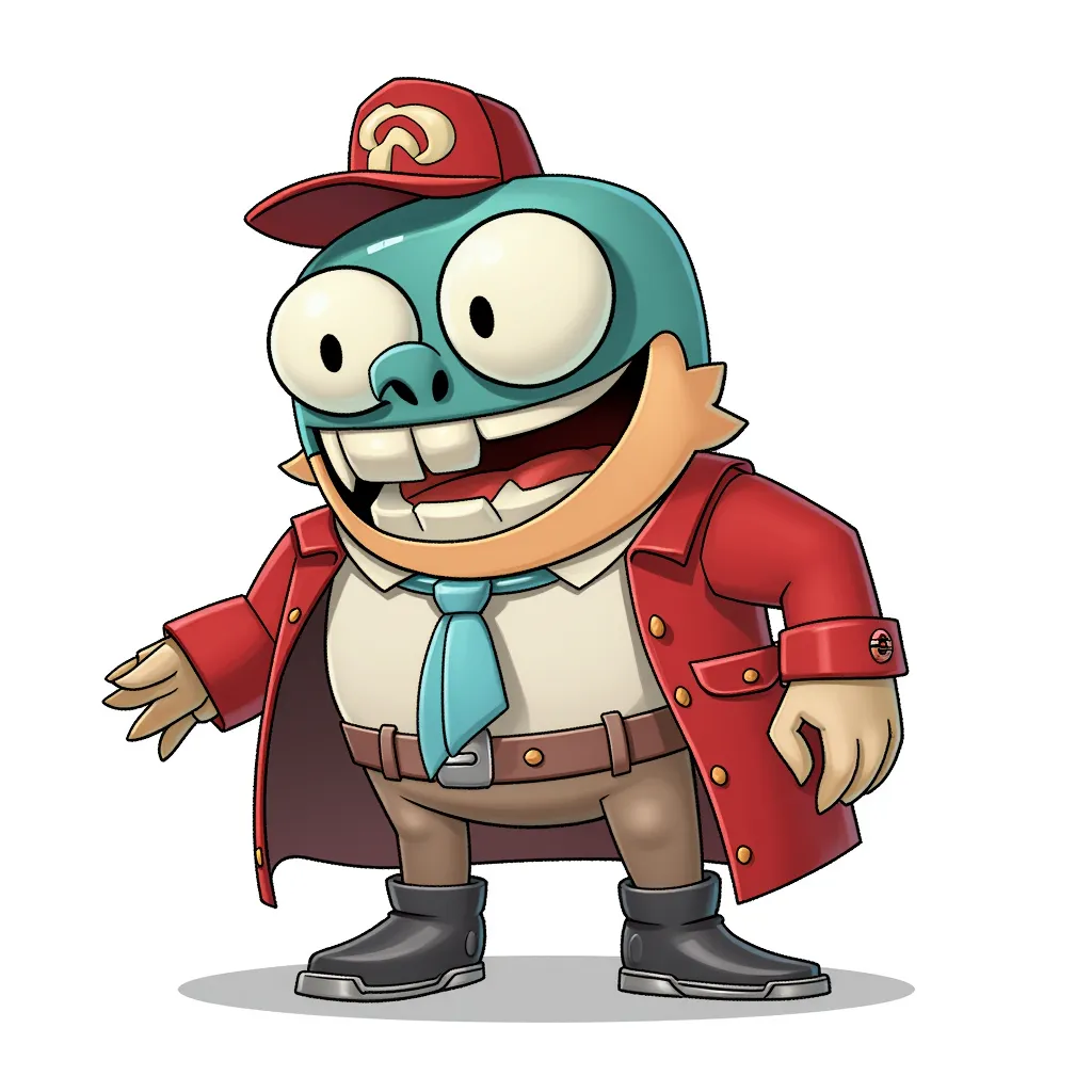 a total fucking doofus looking creature in AIBG style, white background