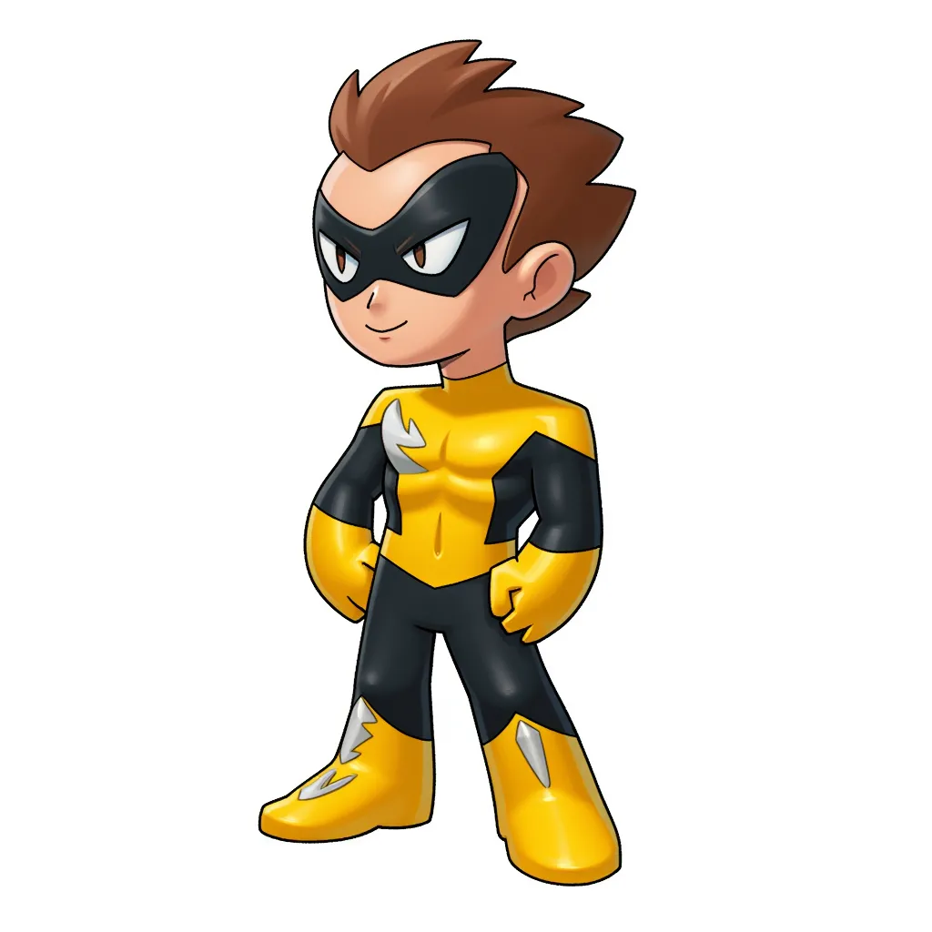 Wearing yellow and black tights he fights crime, but sadly his last  battles have left the suit quite torn.