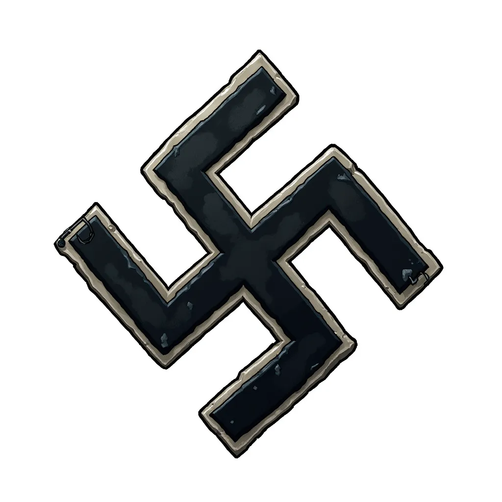 hitler, nazi swastika in the style of AIBG, white background