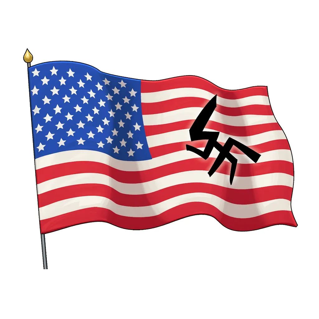 an american flag, except there are swaztikas instead of stars in the style of AIBG, white background