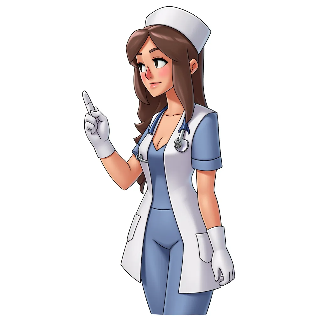 a very sexy nurse with cleavage