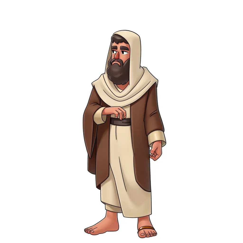 the prophet muhammad in the style of AIBG, white background