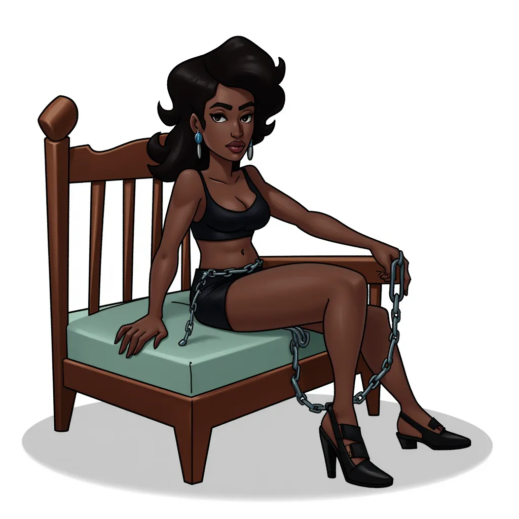 a black woman chained to a bed