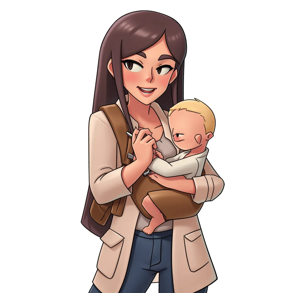 super hot mom carrying her baby