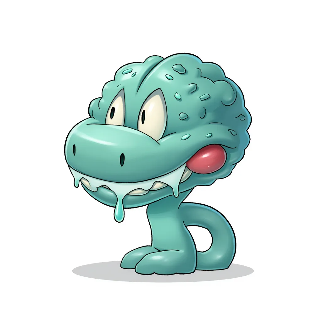 A slime so chill that you can even see how his brain is not doing that hard of a job.