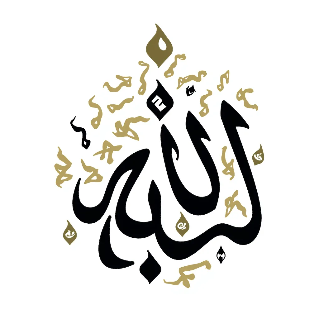 allah in the style of AIBG, white background