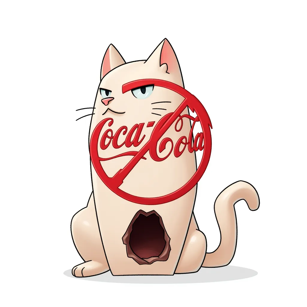 the cocacola logo censoring a cat butthole
