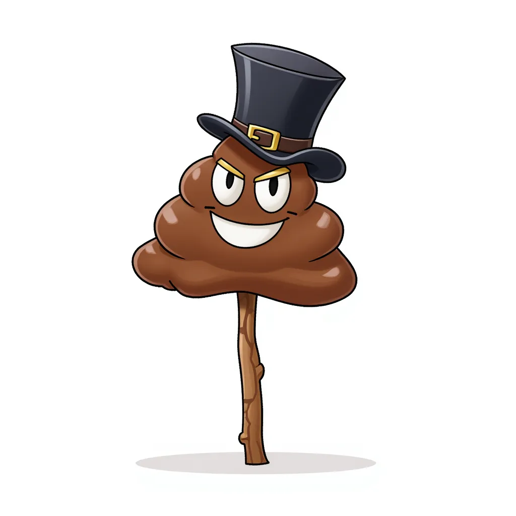 a poop on a stick with a top hat