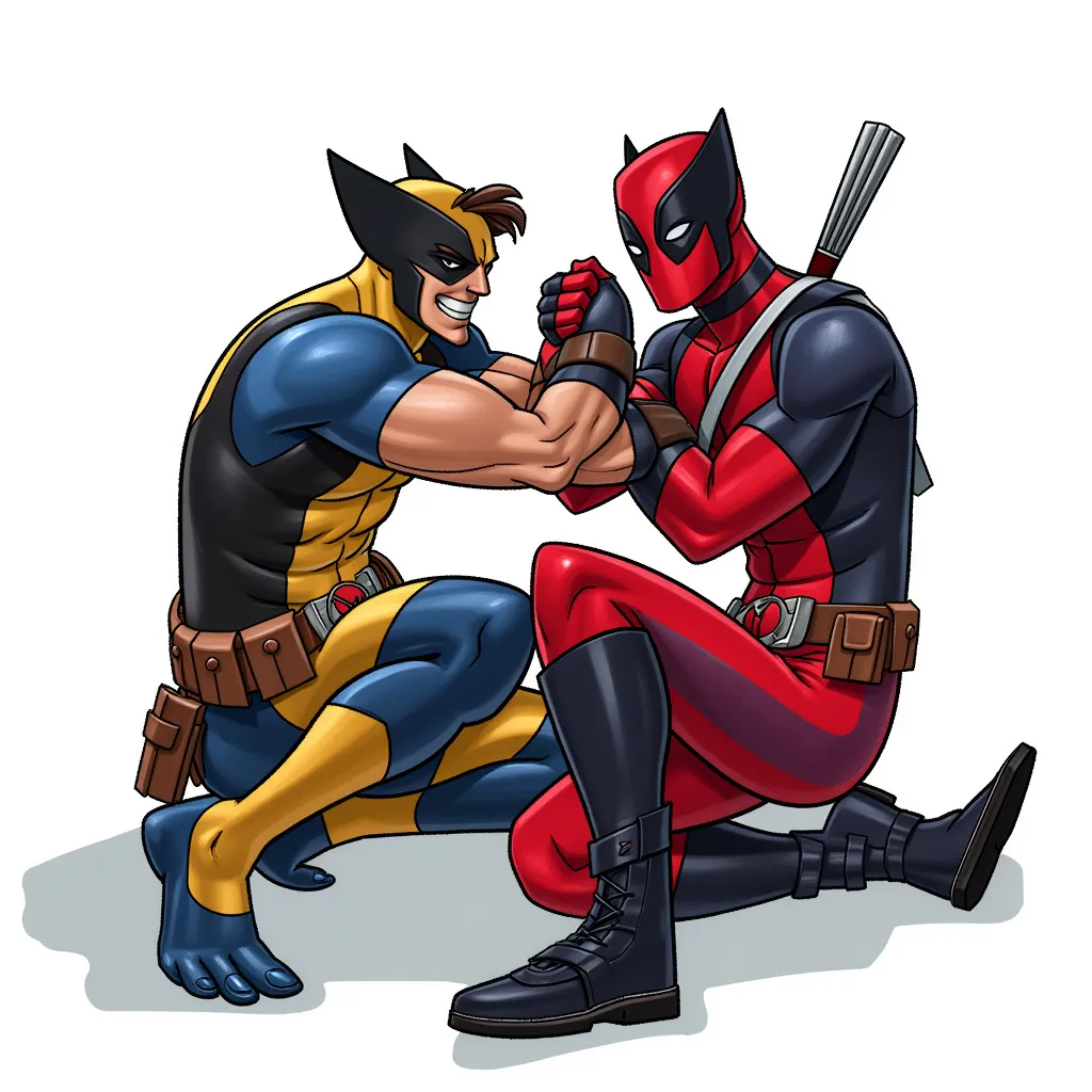 wolverine giving deadpool a handjob