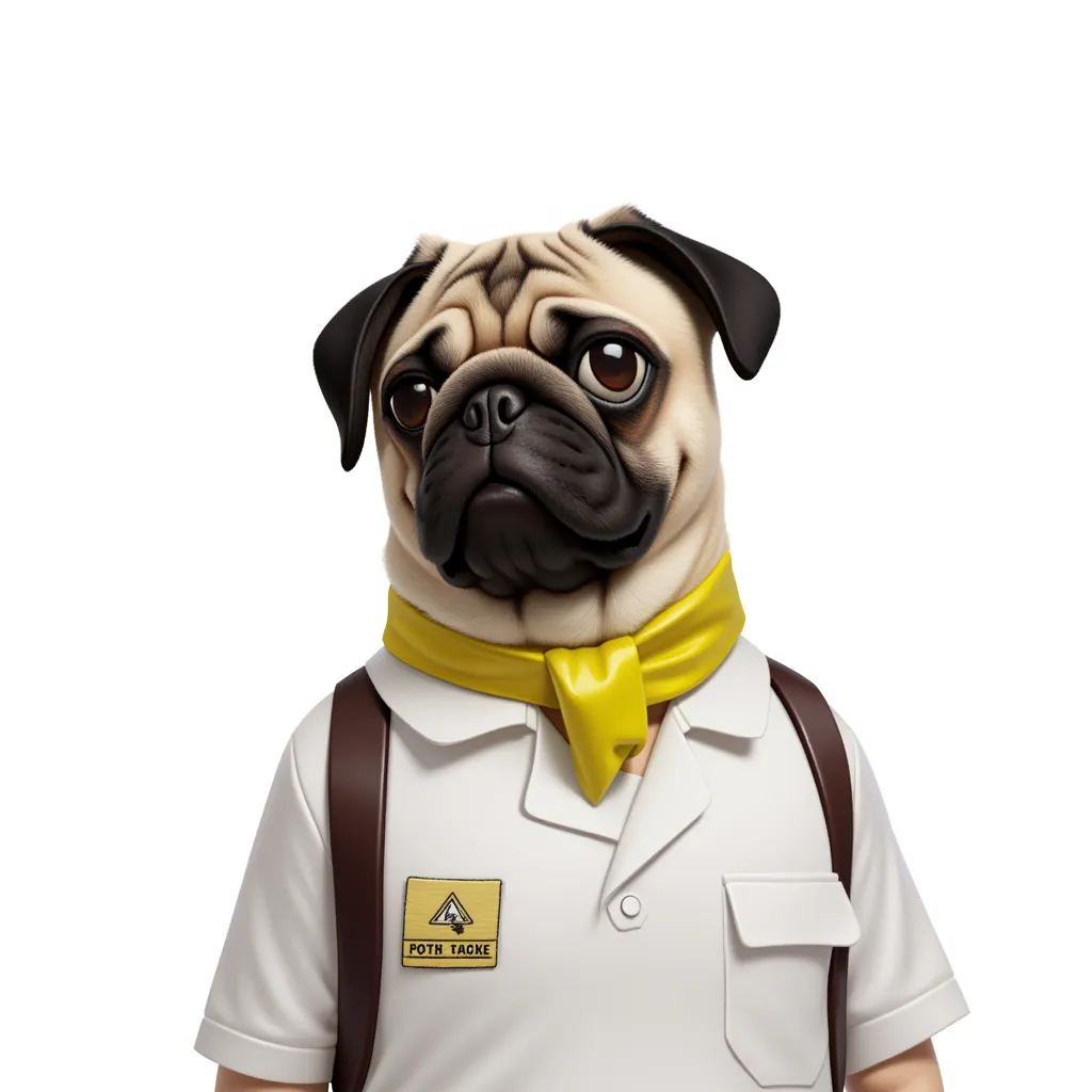 Pug post man, other dogs think it's
a dumb job. He looks the part.