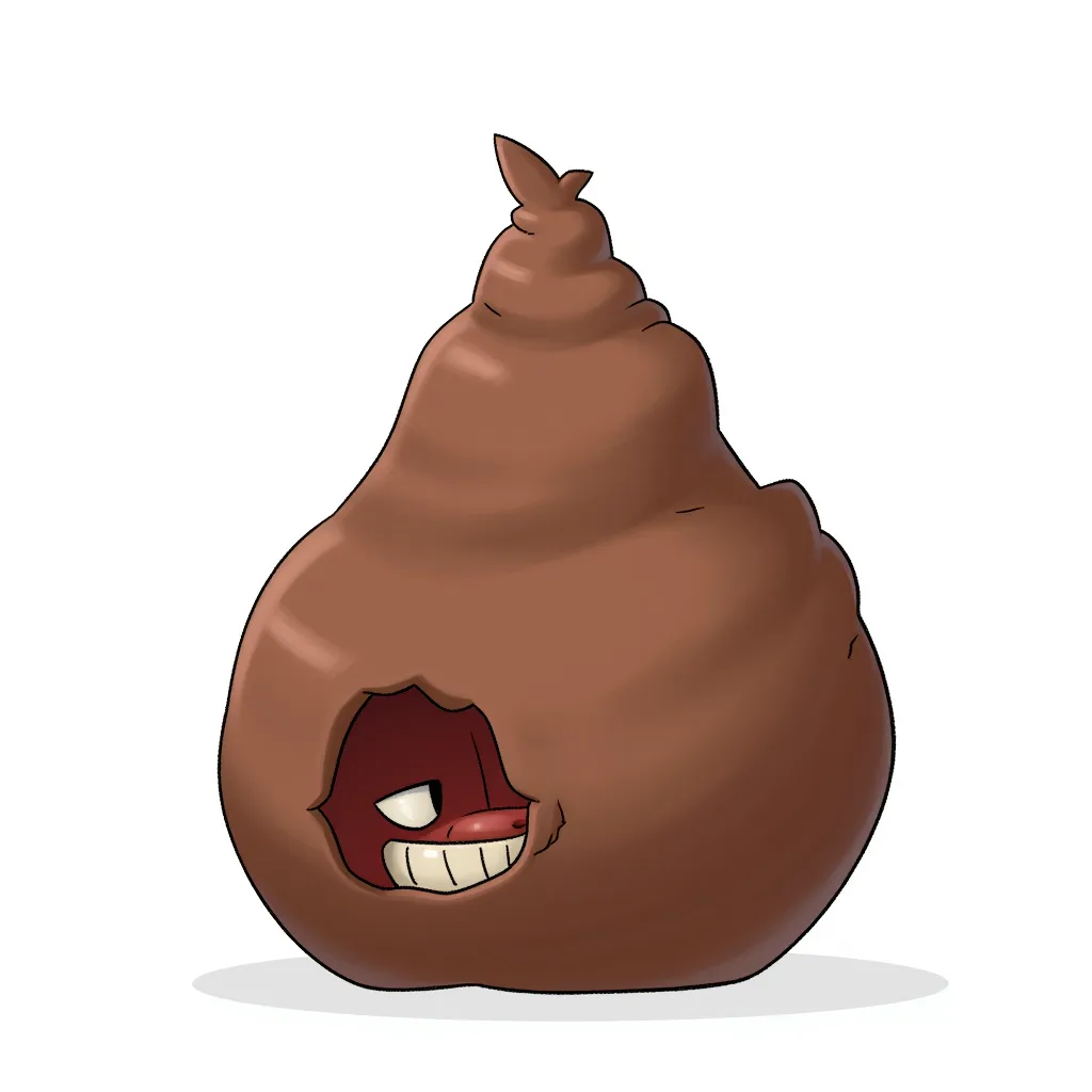 a giant ball of poo that is also a redneck in the style of AIBG, white background