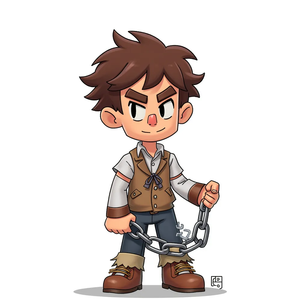 a small brown boy in chains