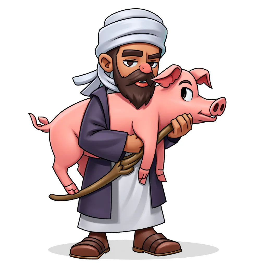 muslim carrying a pig
