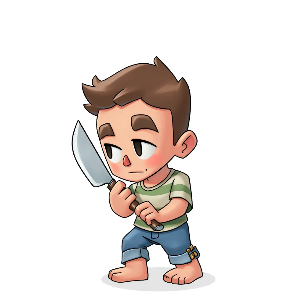 baby holding a knife