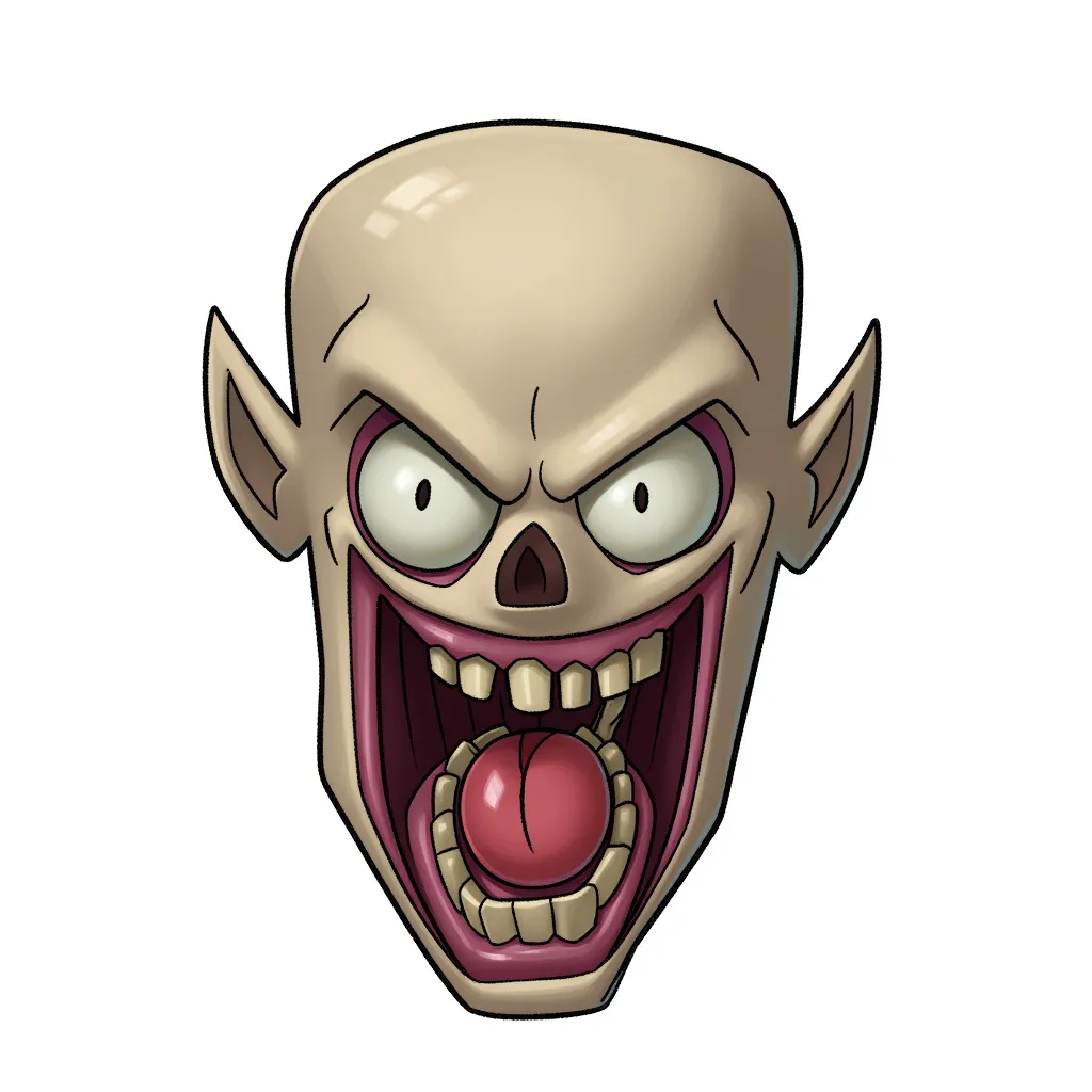 Creepy eyeless face haunting demonic face and mouth with dead eyes and no eyeballs sunken eye sockets