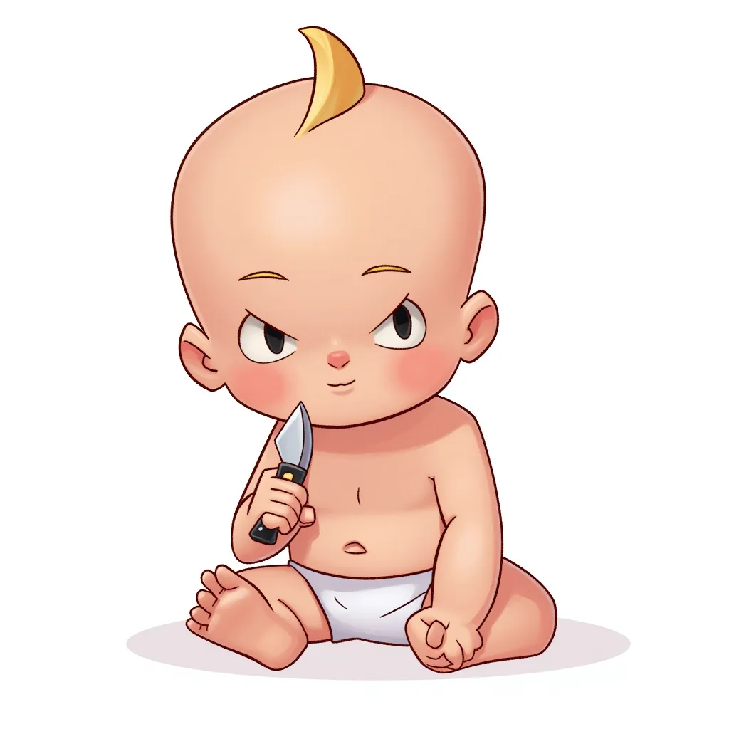 baby with a knife in its chest