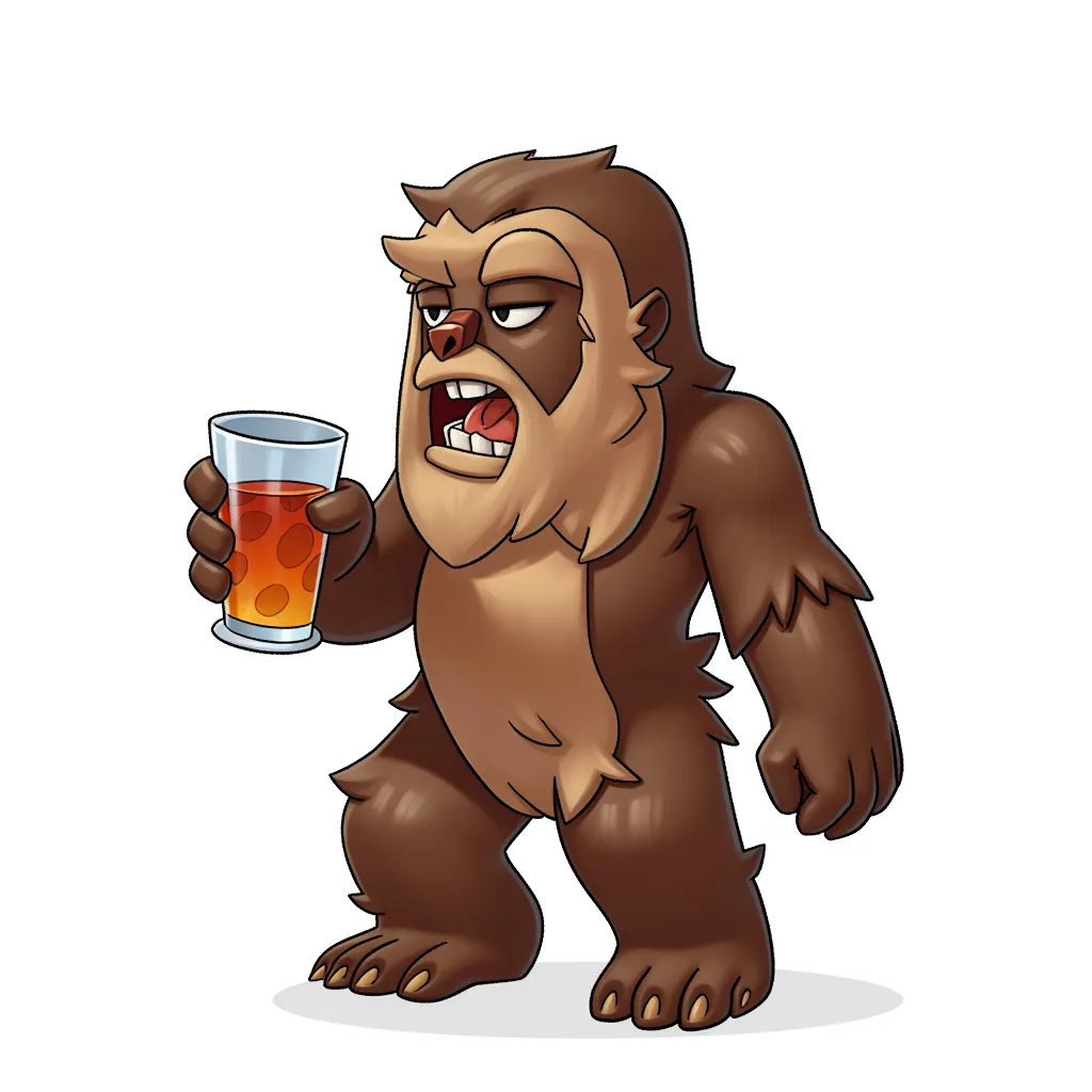 a drunk ewok in the style of AIBG, white background