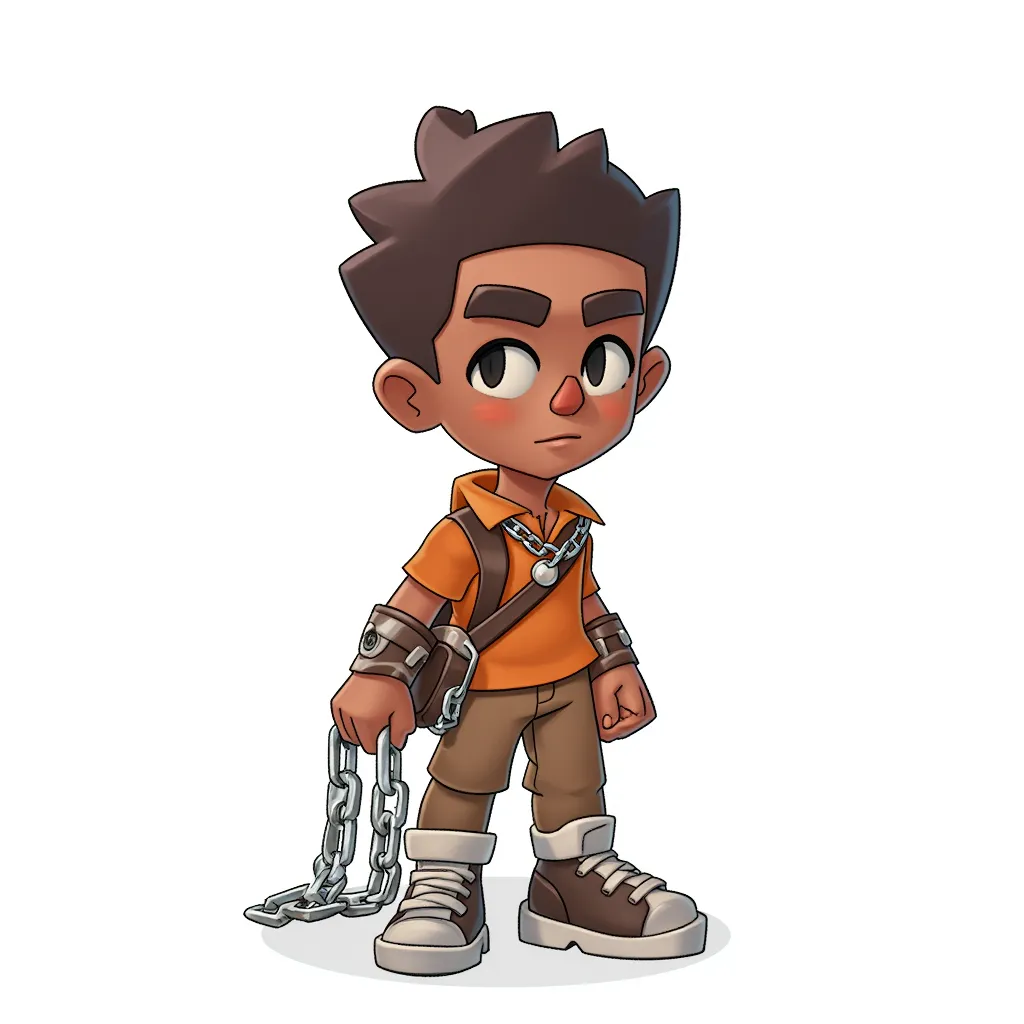 a small brown boy in chains