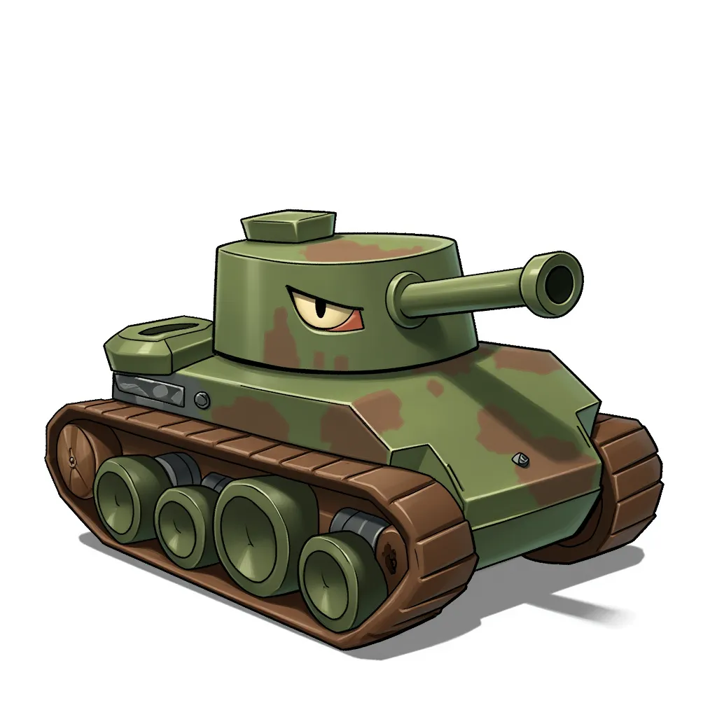 A war tank, he's really angry about having to continue fighting, you could say he has an "explosive" temperament.