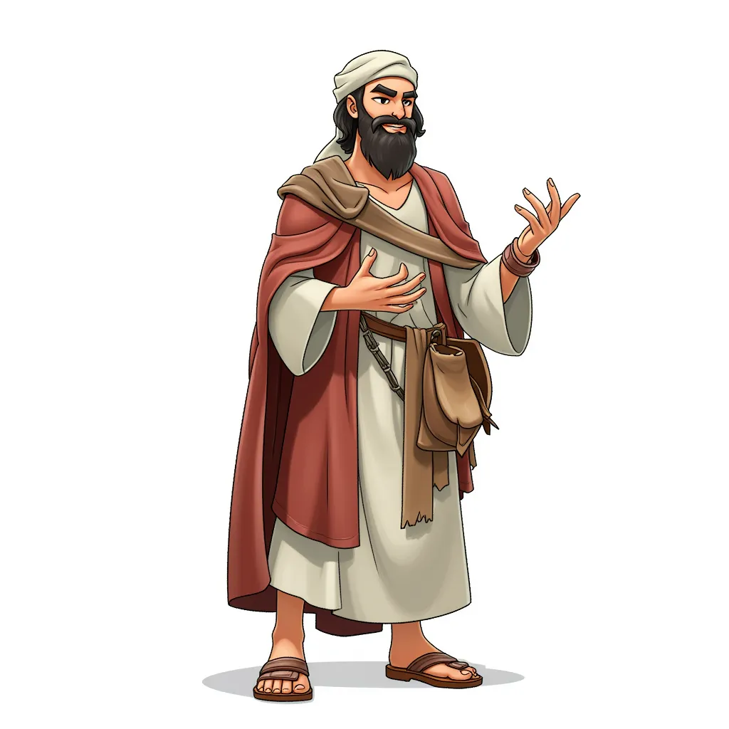 the prophet muhammad in the style of AIBG, white background