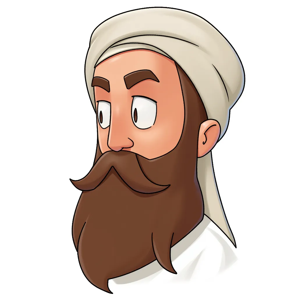 allah caricature, long beard, exaggerated