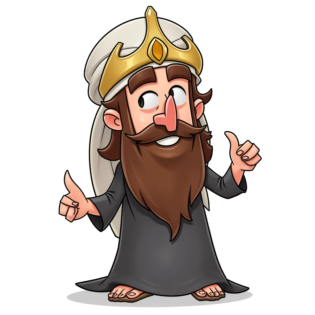 allah caricature, long beard, exaggerated