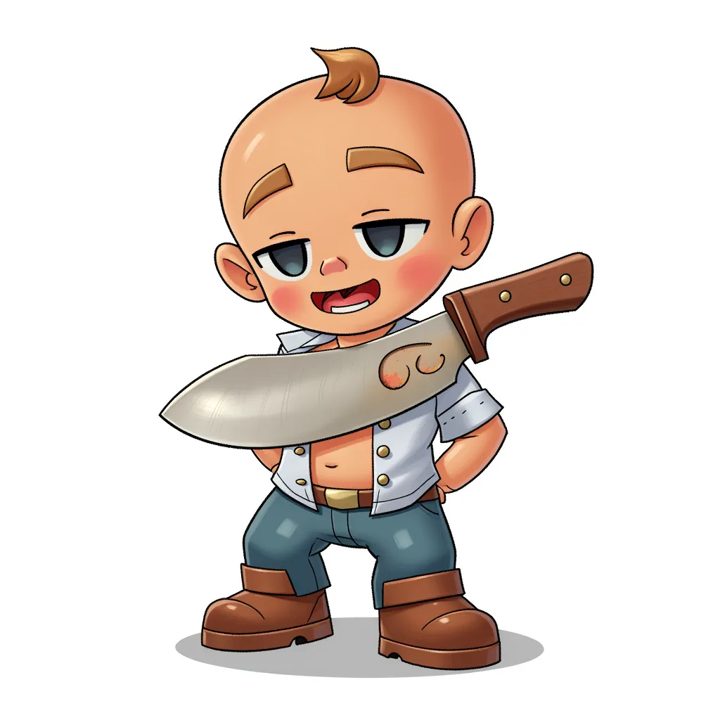 baby with a knife in its chest