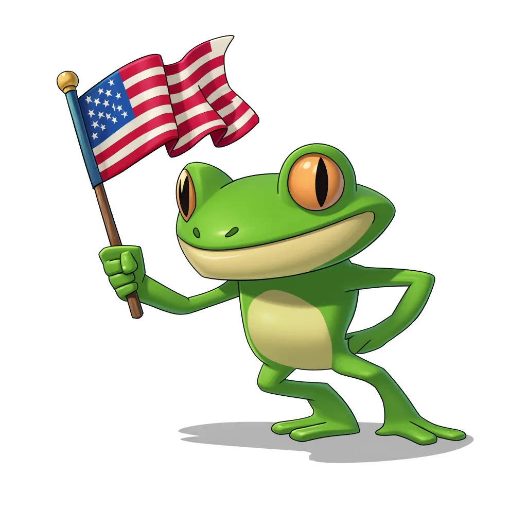 Pepe the frog waving the american flag