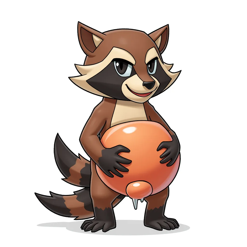 a raccoon with a giant scrotum