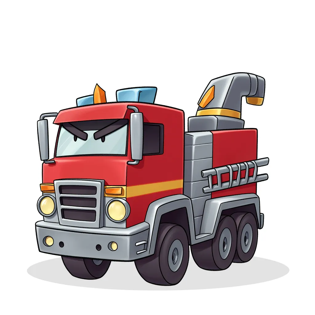 This fire truck is pissed because he got woken up to put out the fire of a careless engineering student.