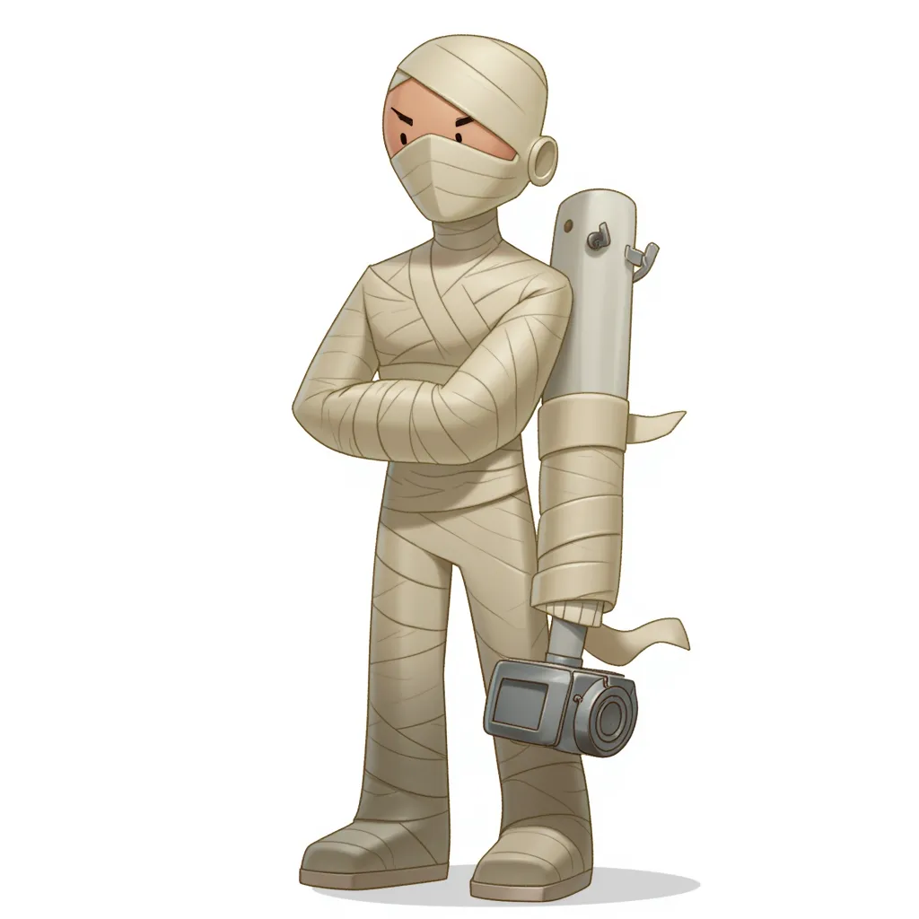 An arsonist mummy whose career is going to be as long as his bandages.